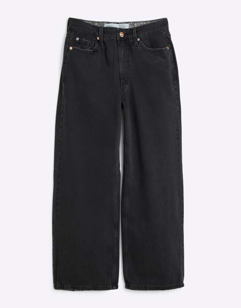River Island Petite relaxed straight jeans in black - view 1