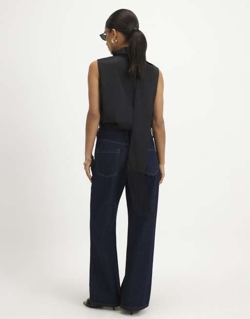 River Island Petite relaxed straight leg jeans in denim , 4 of 4