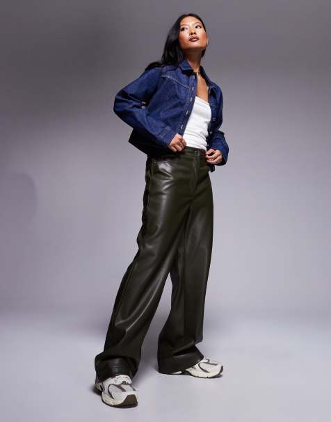 River Island Petite relaxed straight trouser in khaki - view 1