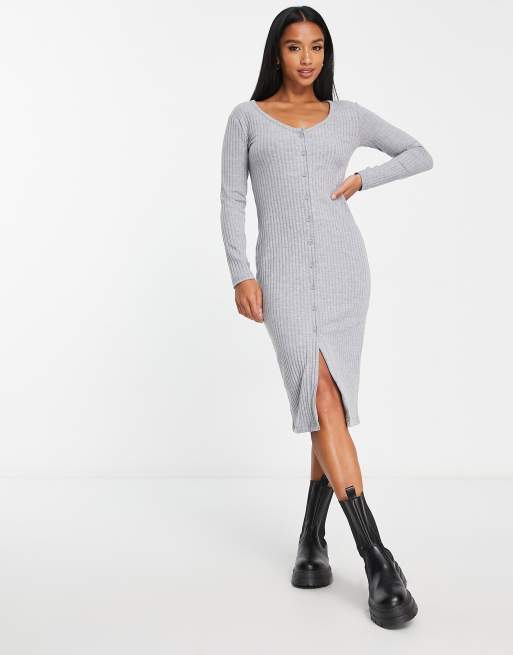 Grey button 2025 down dress