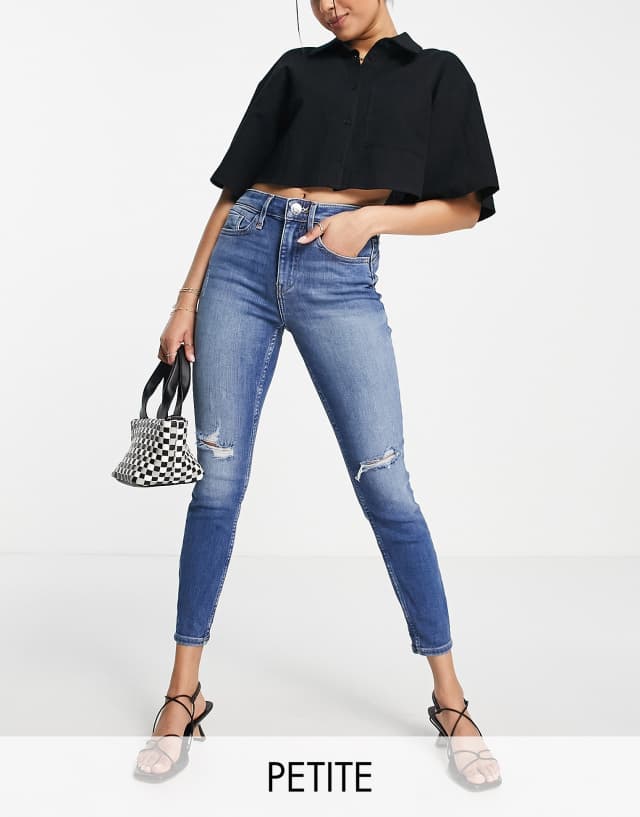 River Island Petite ripped skinny jean in blue