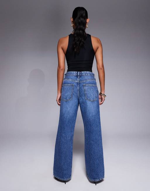 River Island Petite - Ruimvallende rechte jeans in mid-wash blue, 2 van 5