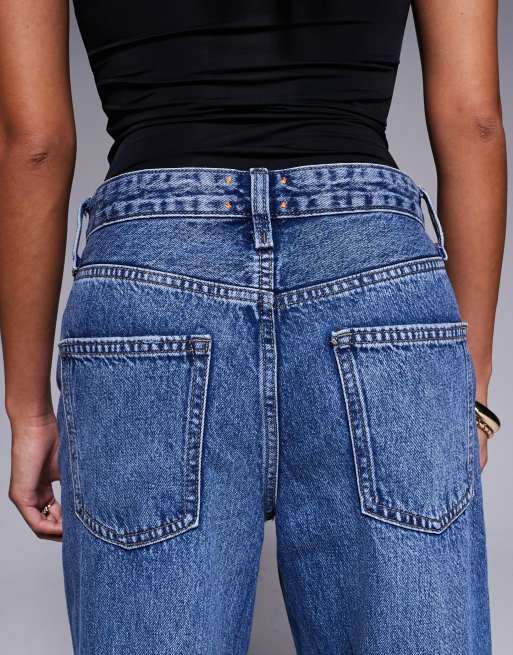 River Island Petite - Ruimvallende rechte jeans in mid-wash blue, 4 van 5