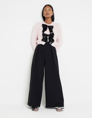 River Island Petite - Schwarze Hose mit weitem Beinschnitt