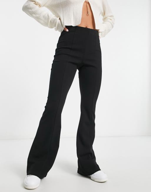 River Island Petite scuba flare pants in black