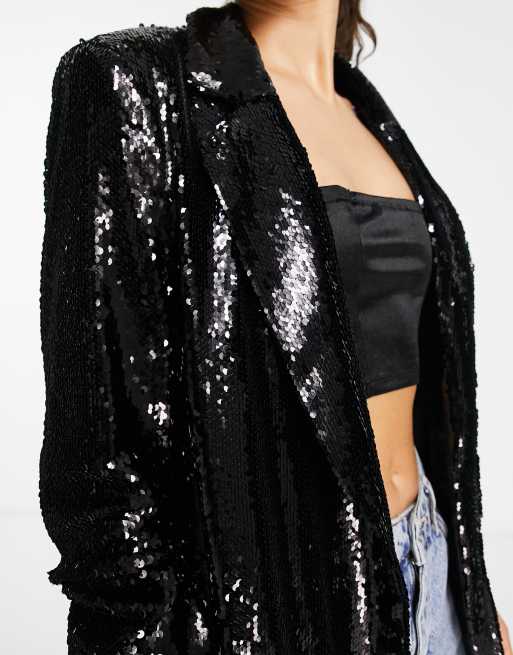 River island hot sale black sequin jacket