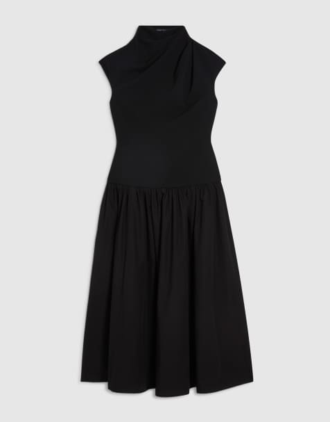 River Island Petite Short sleeve hybrid maxi dress in black