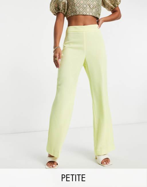 Petite Bright Green High Waist Flare Pants