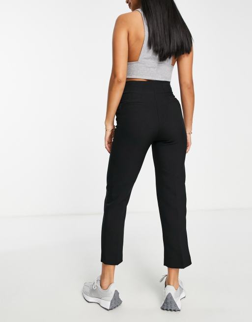 River Island Petite split front cigarette trouser in black