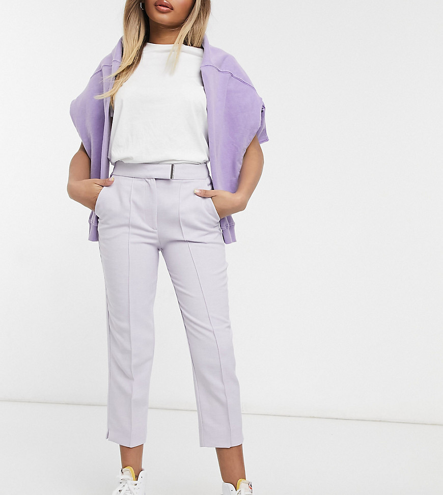 River Island Petite straight cropped tailored pants in lilac -part of a set-Purple
