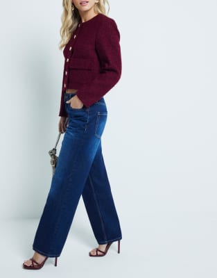 River Island River Island Petite straight jean in darkwash blue