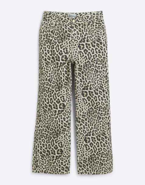River Island Petite straight leg jeans in leopard print - view 1