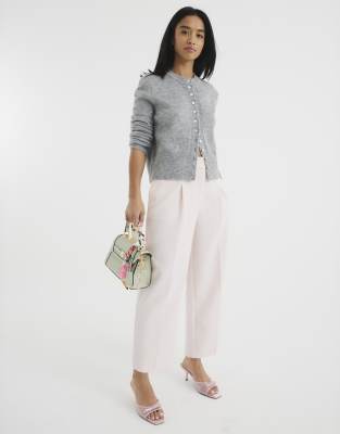 River Island Petite straight leg trousers in pink