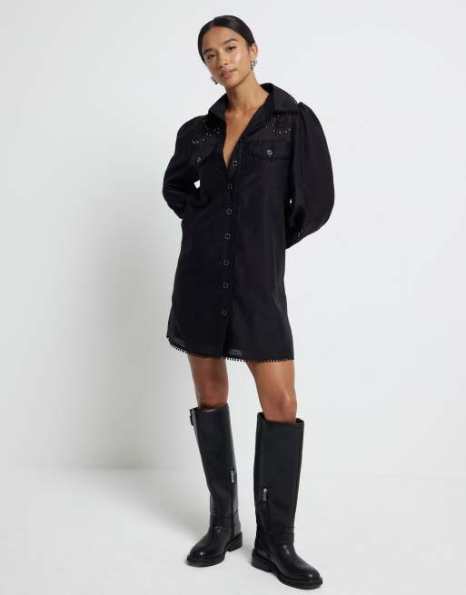 River island black shirt dress online