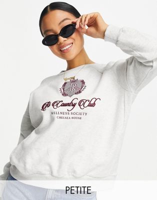 River Island Petite New York slogan sweatshirt in grey - ASOS Price Checker