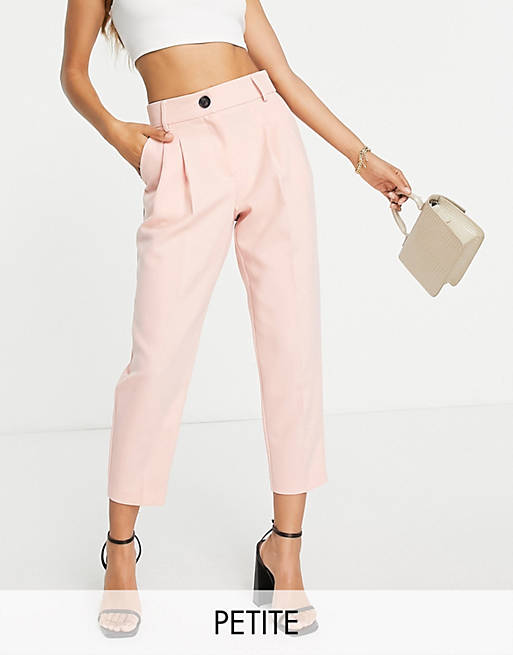  River Island Petite tailored pleated peg trousers in pink 