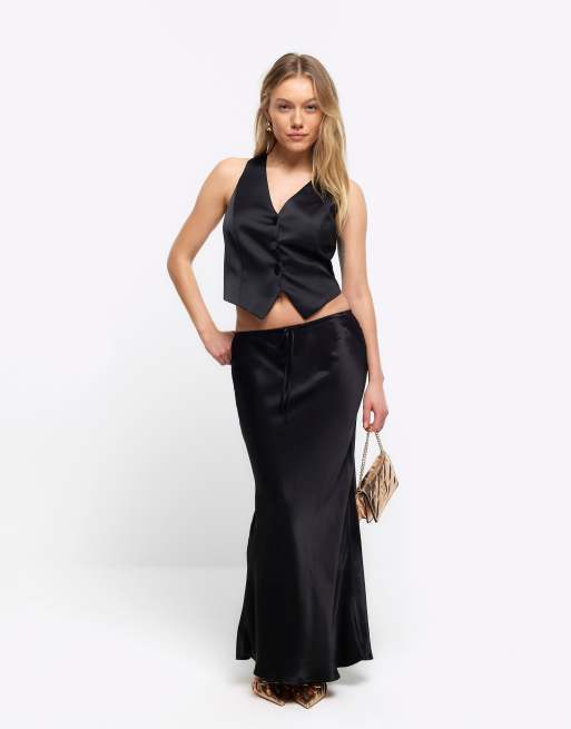 Asos petite black maxi skirt best sale