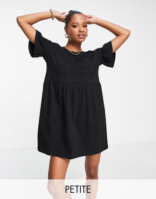 River Island Petite tiered smock mini dress in black | ASOS