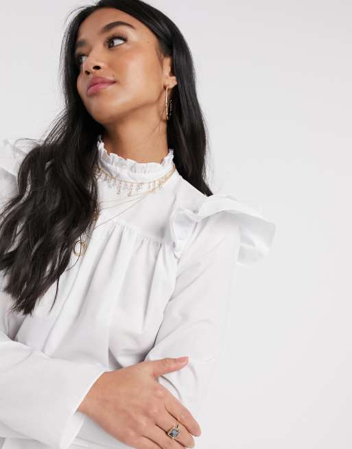River Island Petite - Top met ruches in wit, 3 van 4