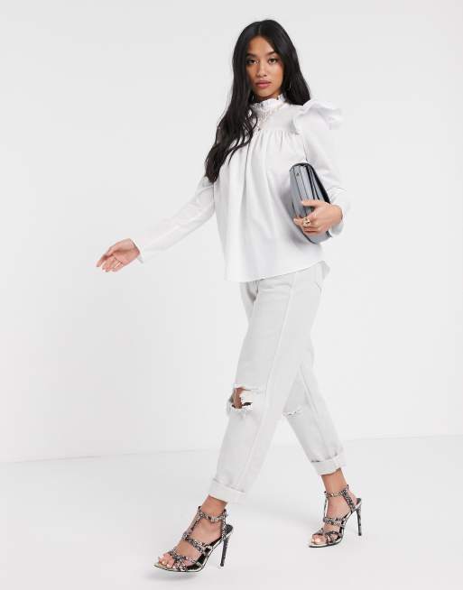 River Island Petite - Top met ruches in wit, 4 van 4