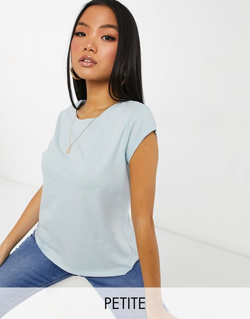 River Island Petite turnback t-shirt in teal blue