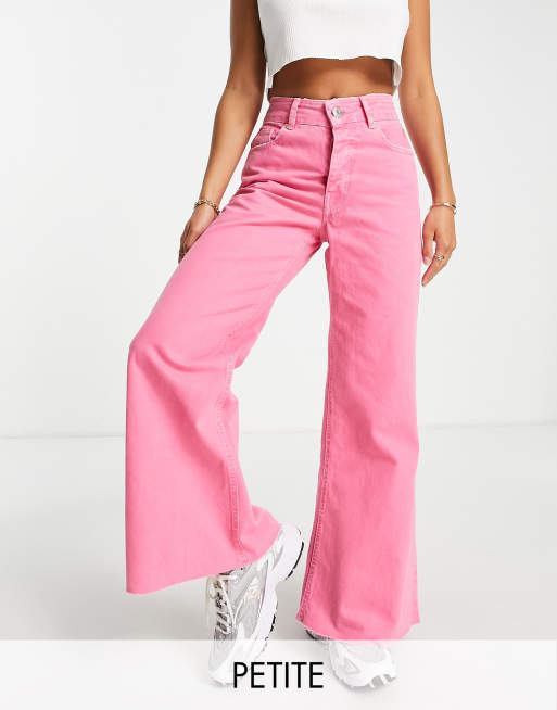 River Island Petite ultra flare jeans in bright pink