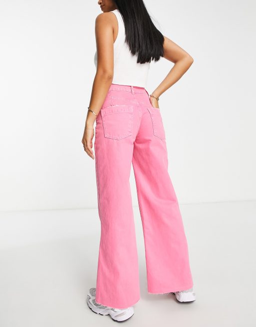 River Island Petite ultra flare jeans in bright pink