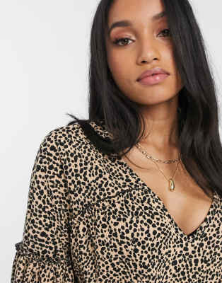 leopard print smock top