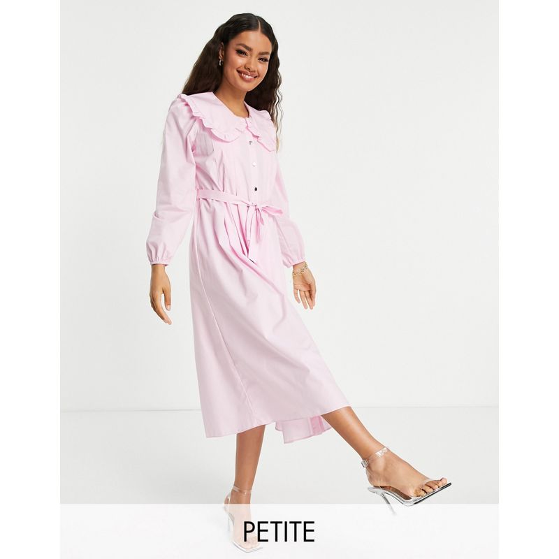 Vestiti OV1Wj River Island Petite - Vestito chemisier midi rosa con colletto oversize