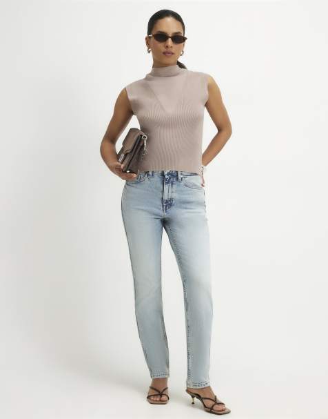 River Island Petite washed cigarette jeans in denim - view 1