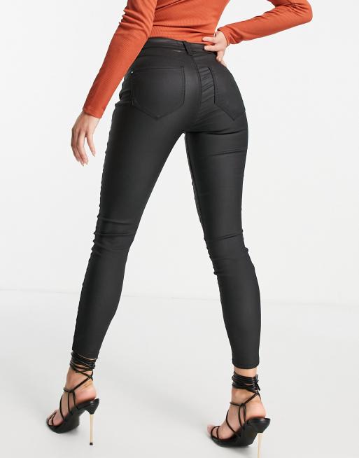 Sosandar Black Petite Coated Skinny Jeans