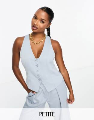 River Island Petite - Weste in Hellblau mit Knopfleiste, Kombiteil