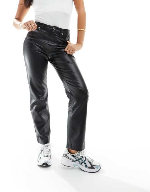 Petite Wide Leg Faux Leather Pants