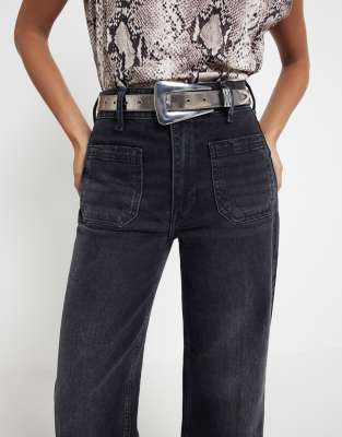 RIVER ISLAND PETITE WIDE LEG JEANS 