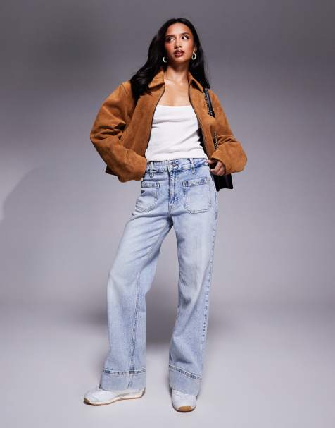River Island Petite wide leg jeans in lightwash blue - view 1