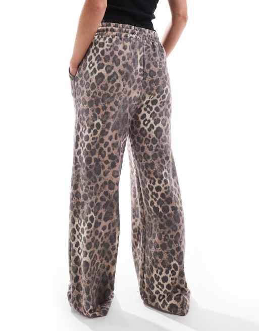 River Island Petite wide leg jogger in leopard print ASOS