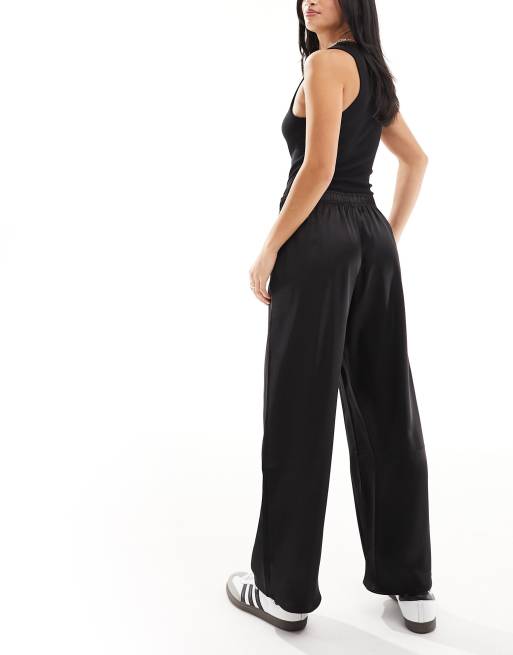 River Island Petite palazzo wide leg trousers in black