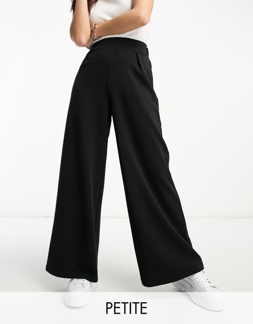 River Island Petite wide leg scuba trouser in black | ASOS