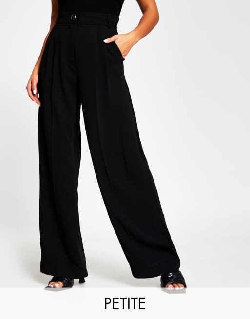 Petite black hotsell wide leg trousers