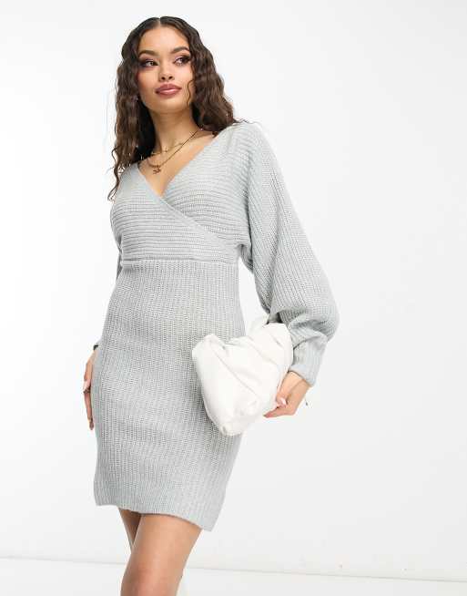 Lipsy plunge neck knitted 2025 midi dress in white