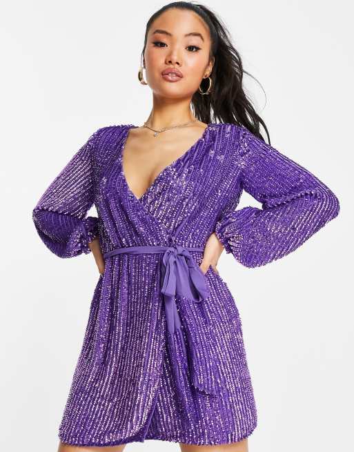 Wrap purple hot sale dress