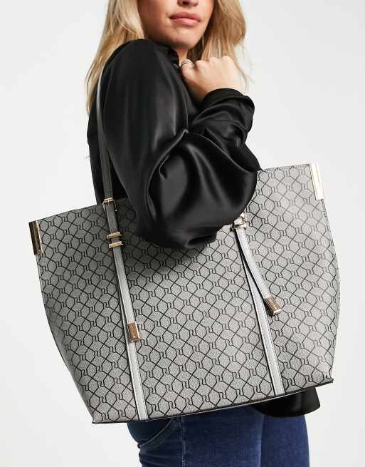 Grey ri monogram 2025 print shopper handbag