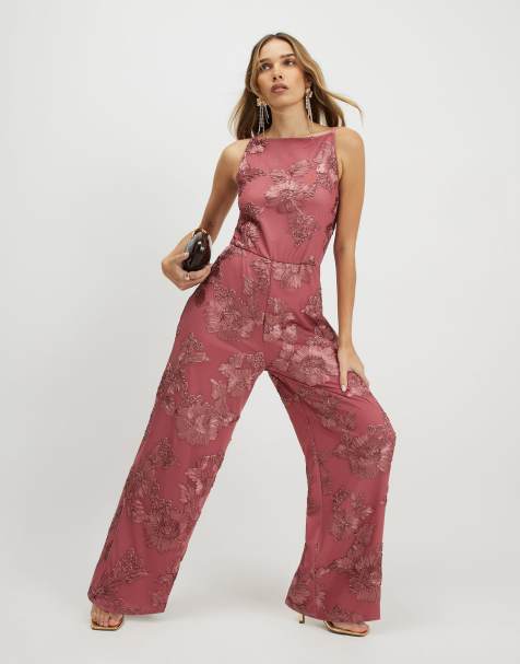 River Island Pink cornelli halter jumpsuit in brown - view 1