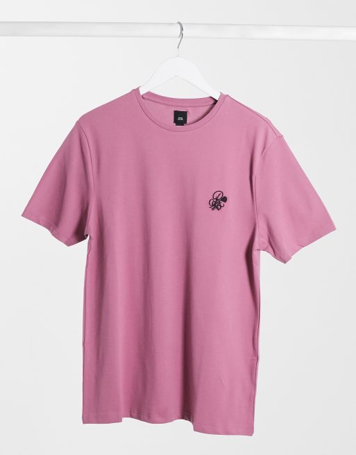 River Island Pinkes Pikee T Shirt Mit Stickerei Schmale Passform Evesham Nj