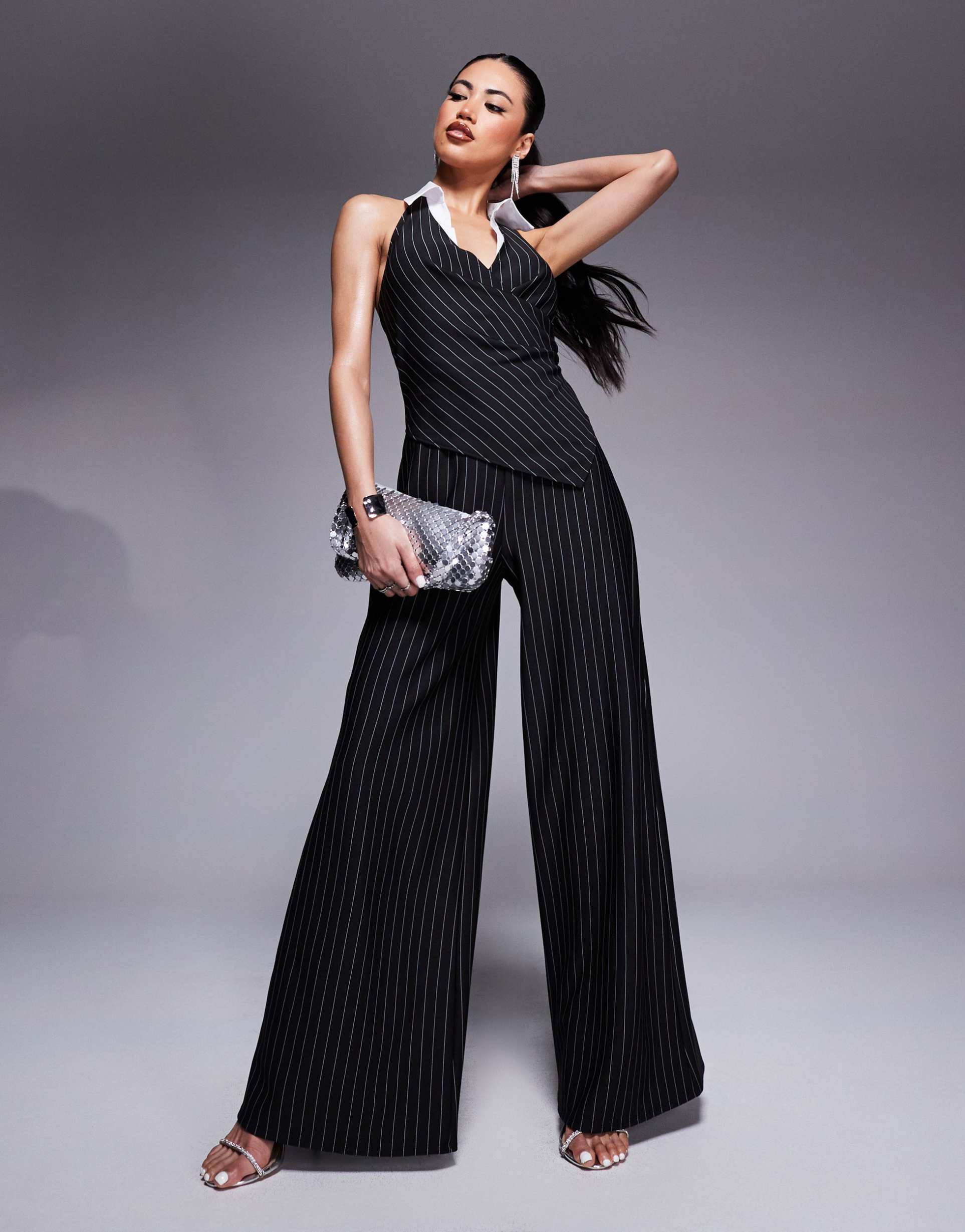 river island pinstripe jumpsuit in black
