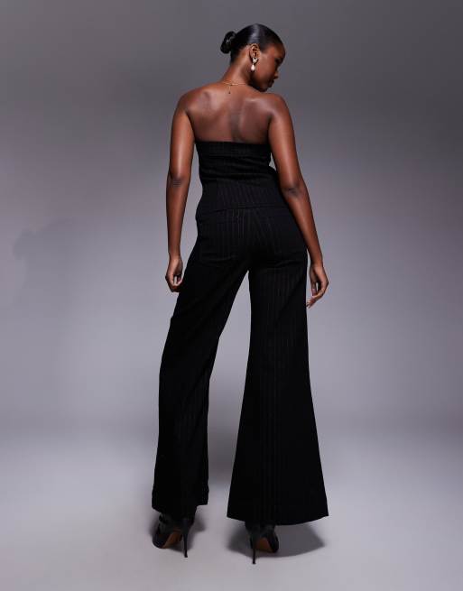 River Island pinstripe relaxed palazzo jean in black , 2 of 5