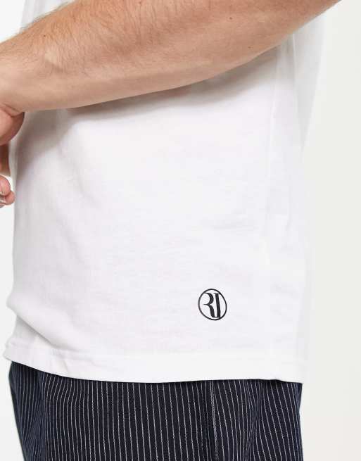 River Island pinstripe short pyjamas set in navy, 4 of 4