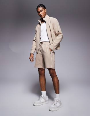 pinstripe shorts in stone - part of a set-Neutral