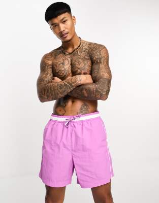River Island piped lux swimshort in pink - ASOS Price Checker