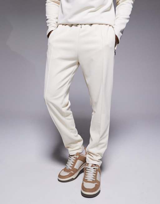 River Island pique slim jogger in ecru , 2 of 5